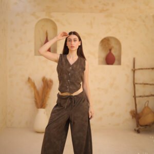 Leather Sleeveless Suit